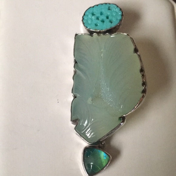 Amy Kahn Russell carved Gemstones Brooch/ Pendant